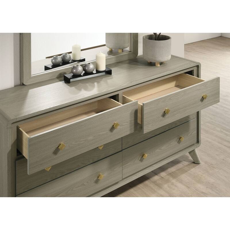 3pc Classic Bed Dresser Mirror Gray Finish Bedroom Set