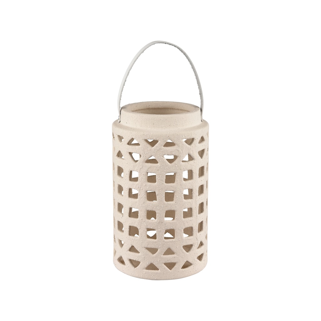 Atlas Haney Matte Glazed Ivory Lantern - 10 inch Tall