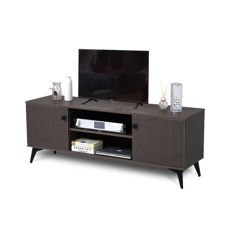 TV Stand for 50/55/60 inch TVs, Retro Wood Grain TV Console Table with