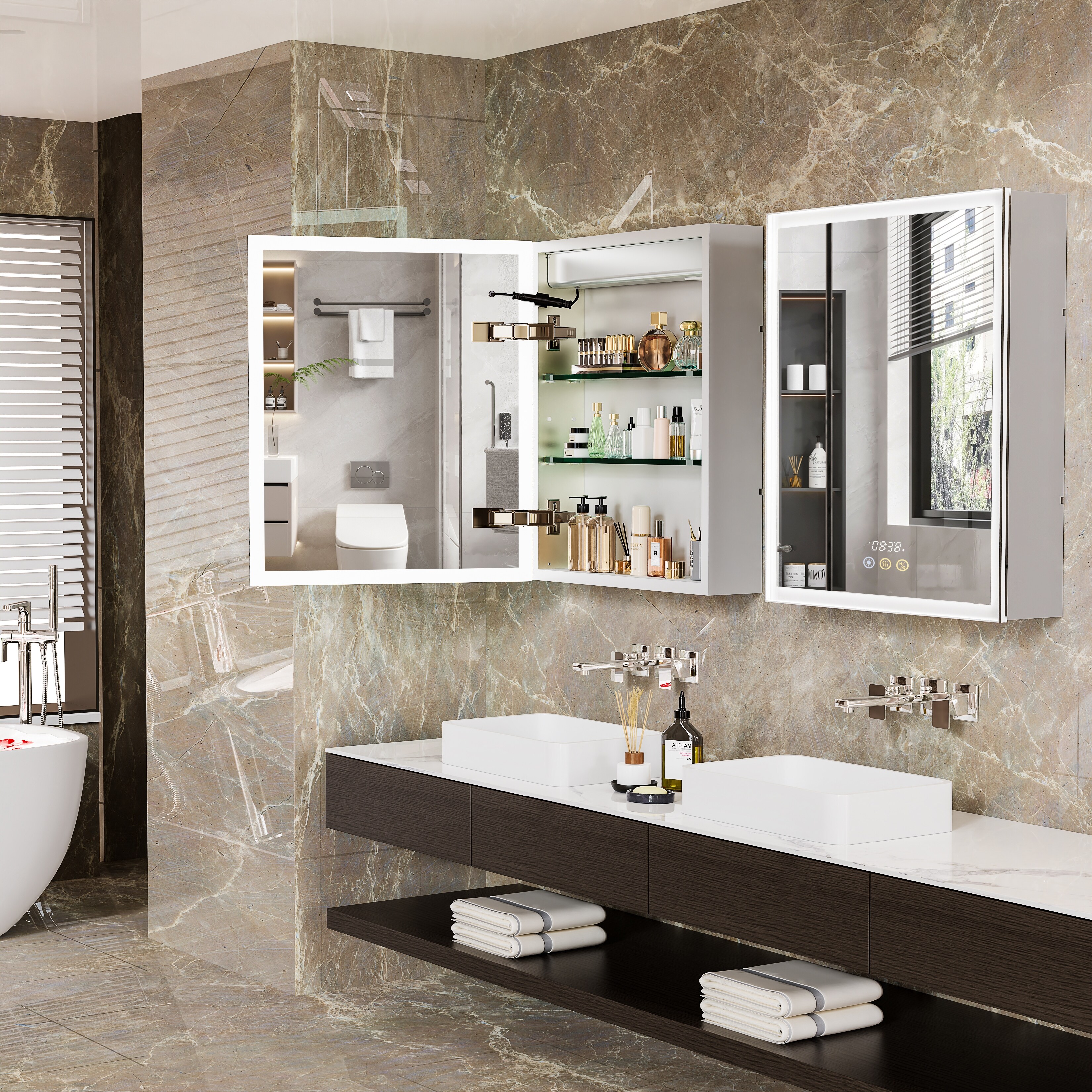 Bathroom mirror cabinet with bluetooth speaker discount