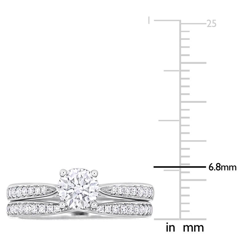 Miadora 3/4ct TDW Diamond Solitaire Bridal Ring Set in 14k White Gold