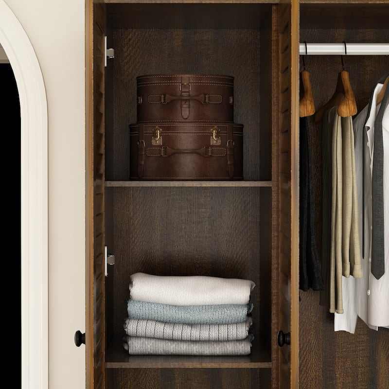 Wardrobe Armoire Closet 59"W Large Freestanding Wardrobe Cabinet White
