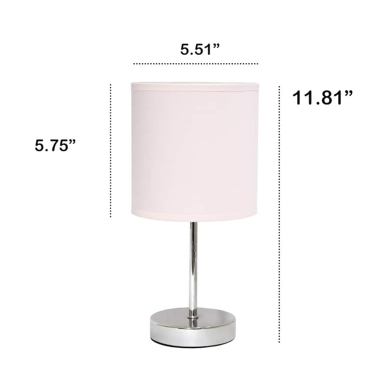 Traditional Petite Table Lamp with Drum Shade - 11.75" - Silver and Blush Pink