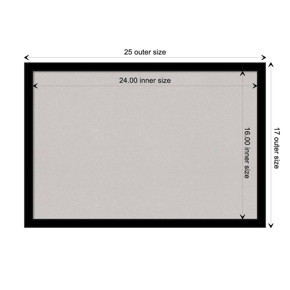 Jet Black Framed Grey Corkboard Bulletin Board