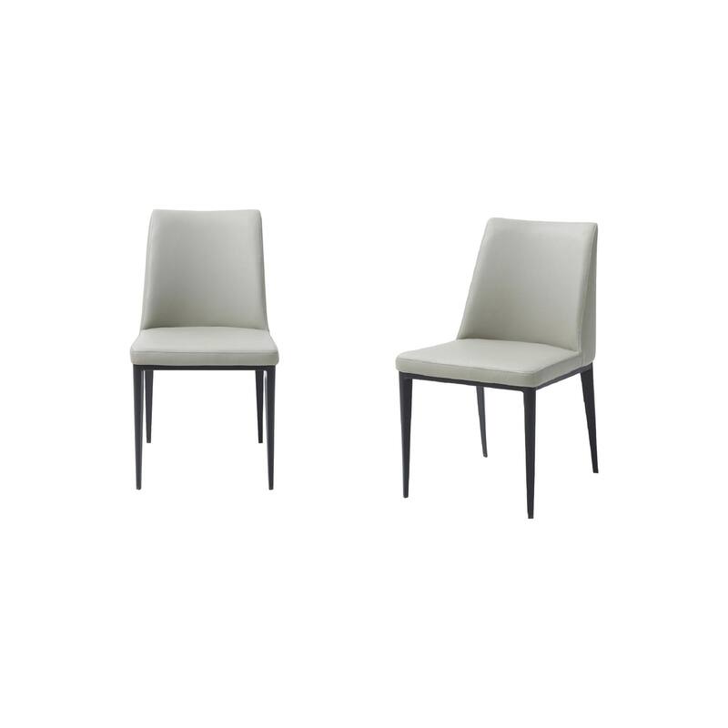 HomeRoots Set of Two Gray and Black Faux Leather Dining Side Chairs