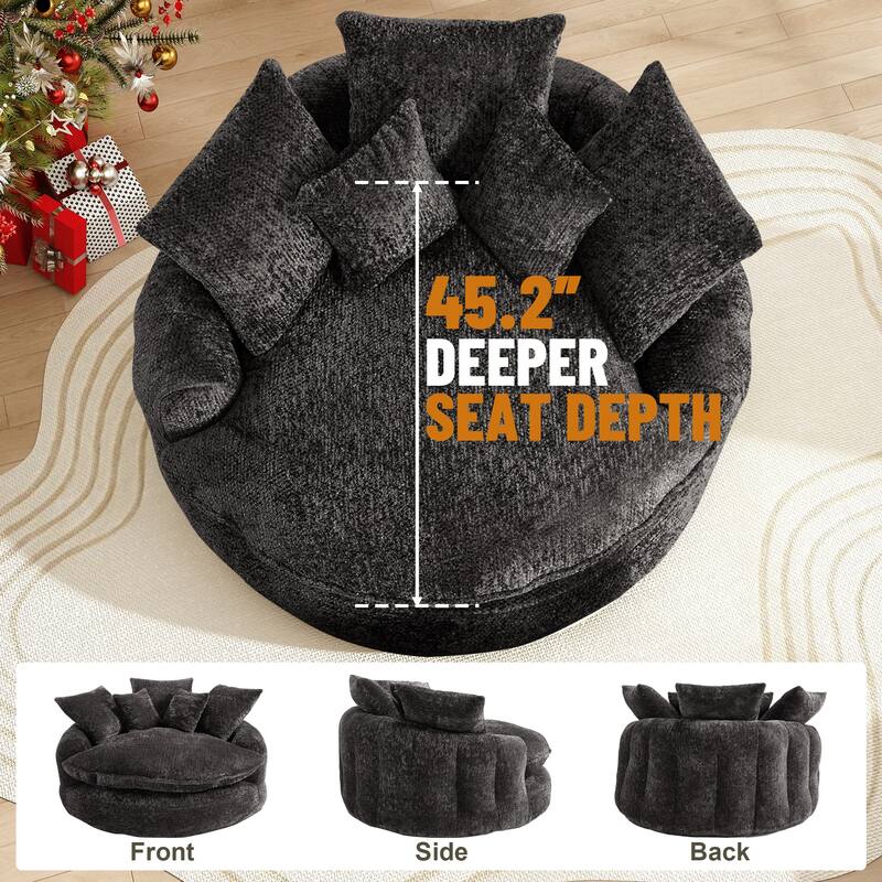 Rossetta Oversized Round Polyester Foam Chair with Pillows