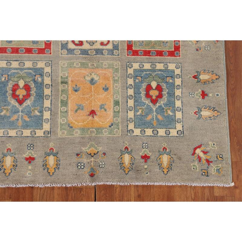 Garden Design Kazak Area Rug Hand-Knotted Wool Carpet - 4'0" x 6'1"