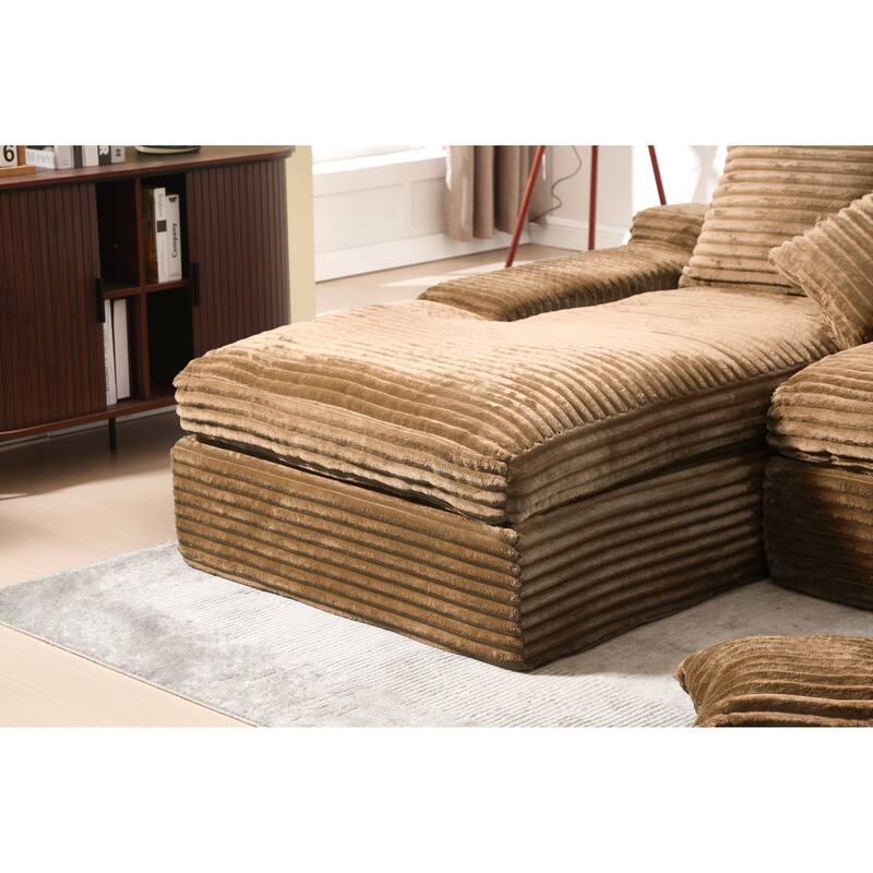 98" Modular Sectional Sofa with L-Shape Chaise Lounge, Deep Seat Sleeper Sofa Sponge Compression Sofa for Living Room