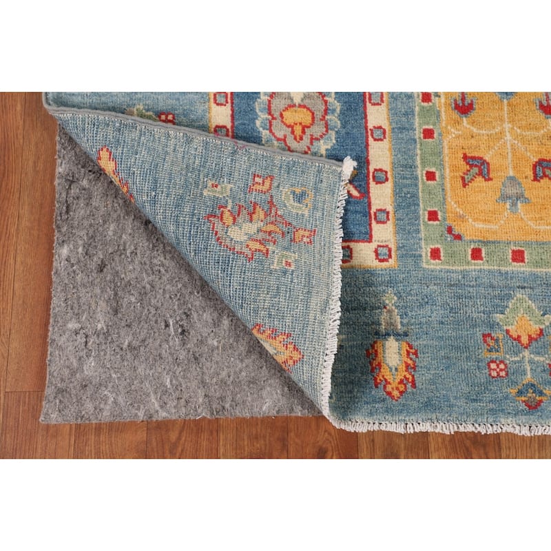 Garden Design Blue Kazak Oriental Area Rug Handmade Wool Carpet - 3'11"x 6'0"