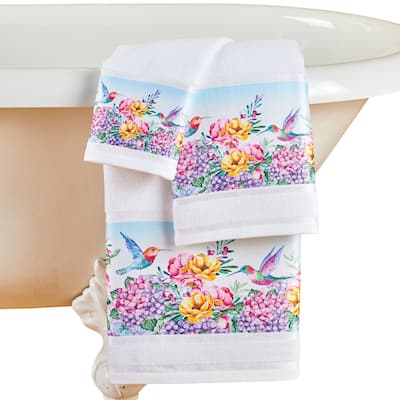 3-Piece Hummingbird Floral Bathroom Towel Set - 9.000 x 6.250 x 3.250