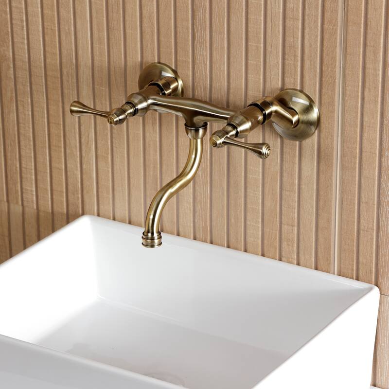 Kingston Brass Kingston Two-Handle 2-Hole Wall Mount Bathroom Faucet