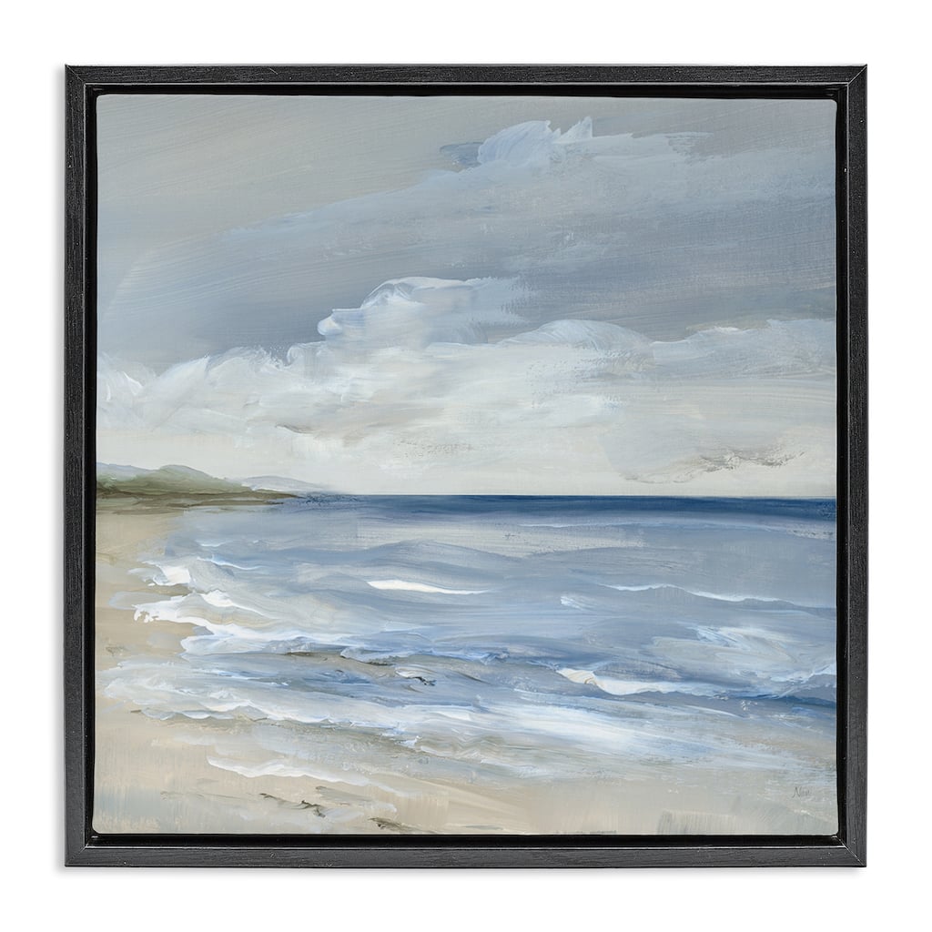 Stupell Stormy Beach Landscape Framed Floater Canvas Wall Art Design By Nan