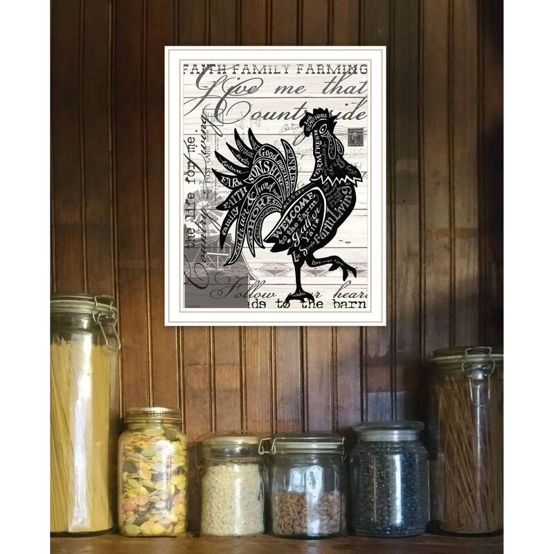 TrendyDecor4U Contemporary "WELCOME TO THE FARM CHICKEN" Framed Print Wall Art