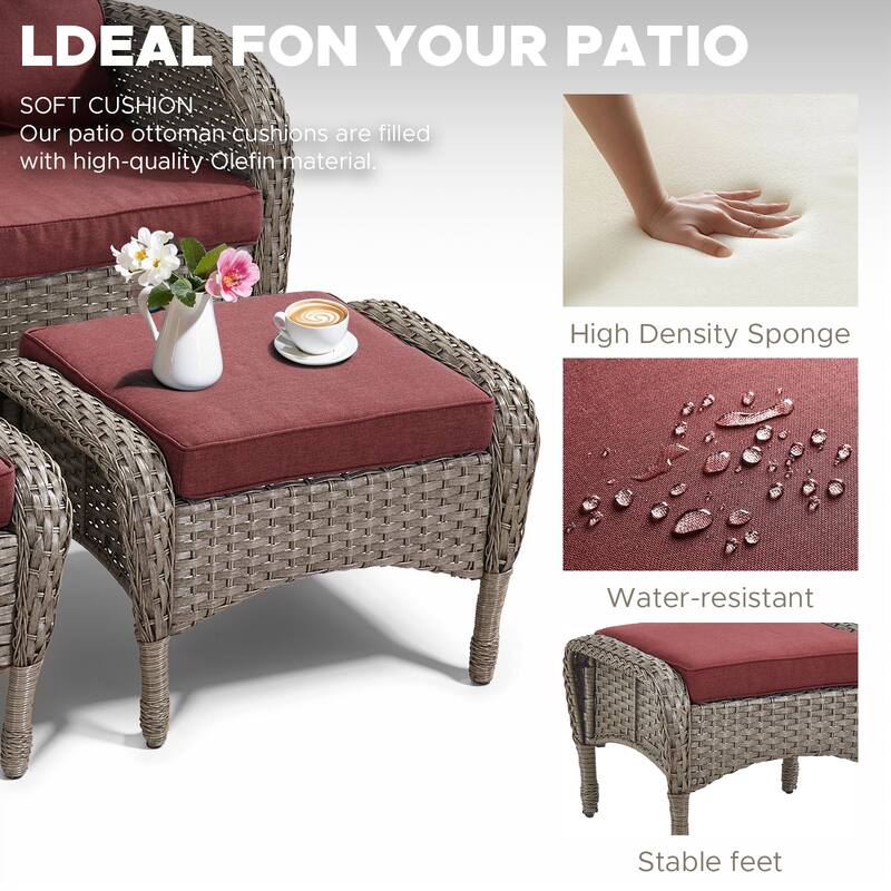 Outdoor Patio 3 Seats Sofa Ottmans Grey - Red