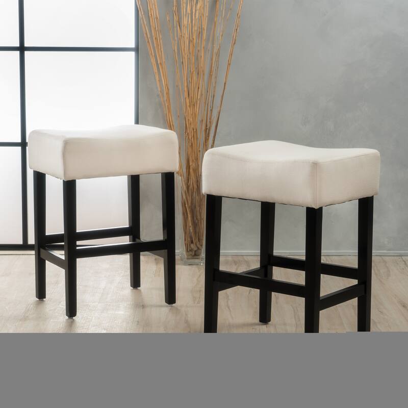 High Barstool Set of 2, Wood Frame Upholstered Dining Chair, Backless Counter Chair, Living Room Lounge Entertainment Chair