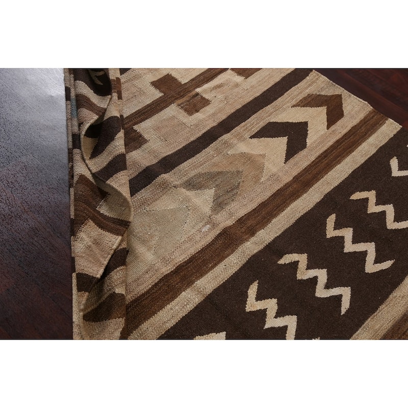 Natural Dye Tribal Kilim Contemporary Area Rug Flat-woven Wool Carpet - 5'1" x 6'9"