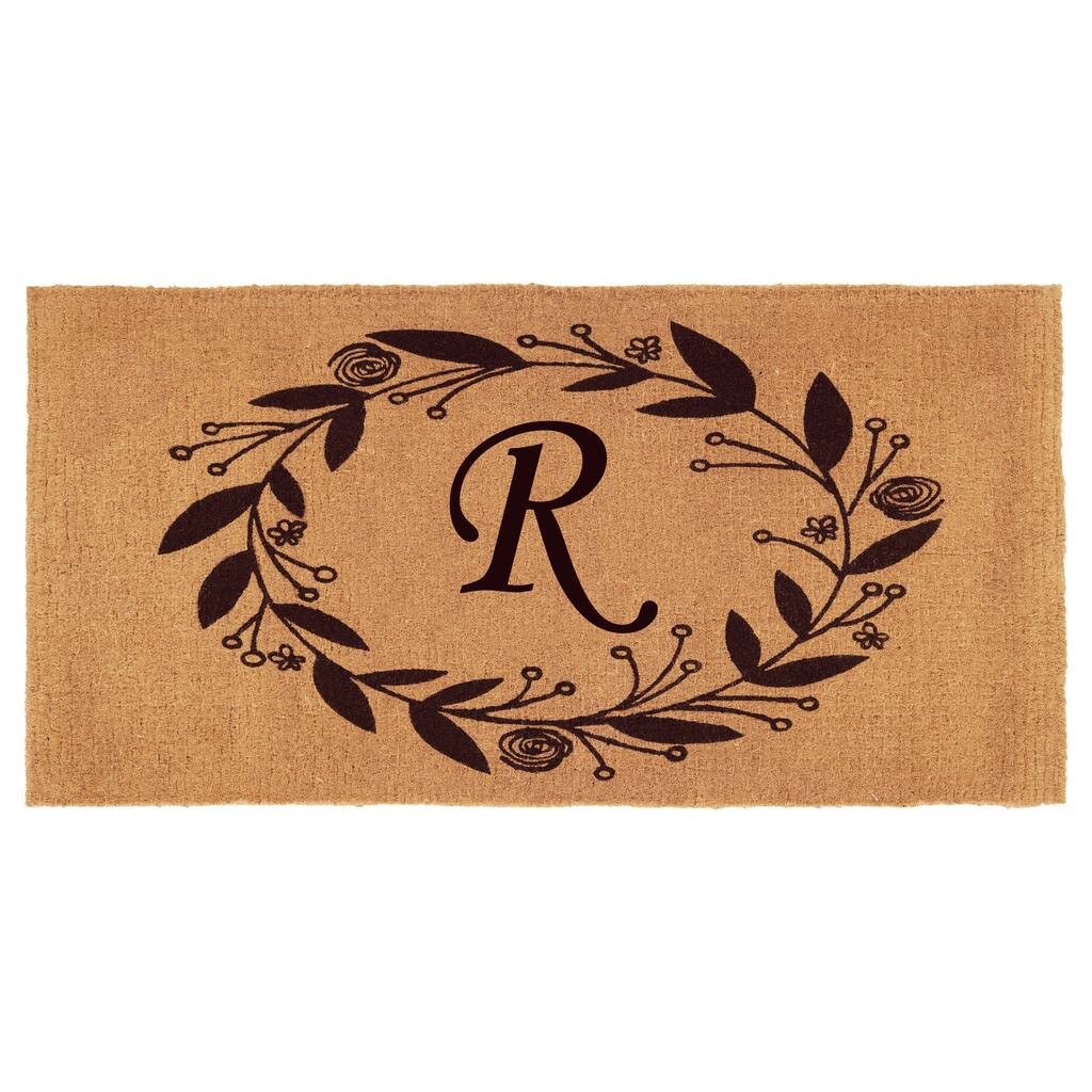 Calloway Mills Black Rose Doormat 3' x 6' x 1.5" (Letter R) - 36 x 72 in