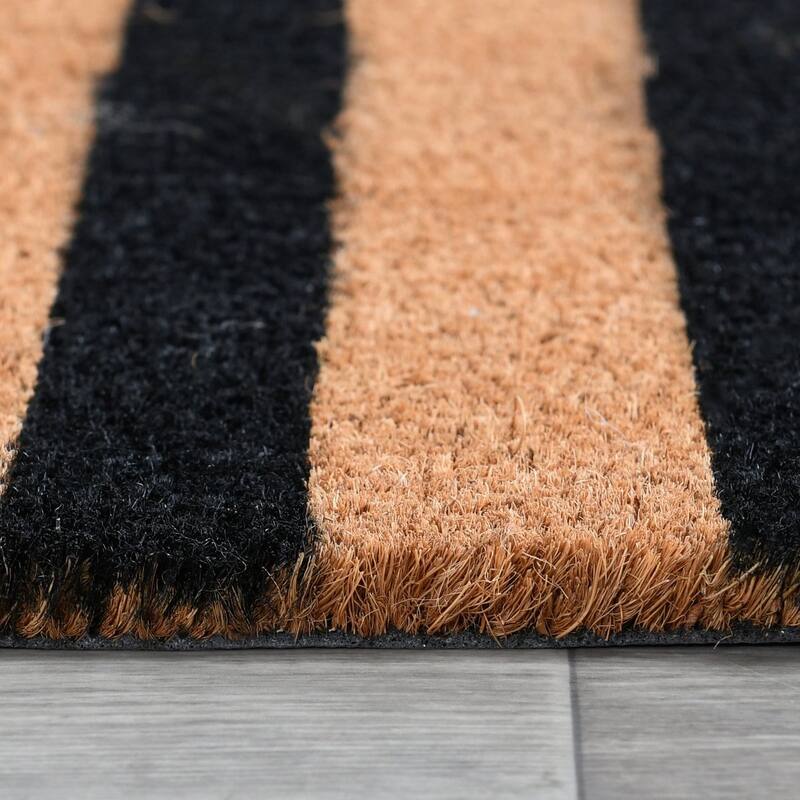 Striped Black and Natural 24x57 Doormat by Kosas Home - 57x24