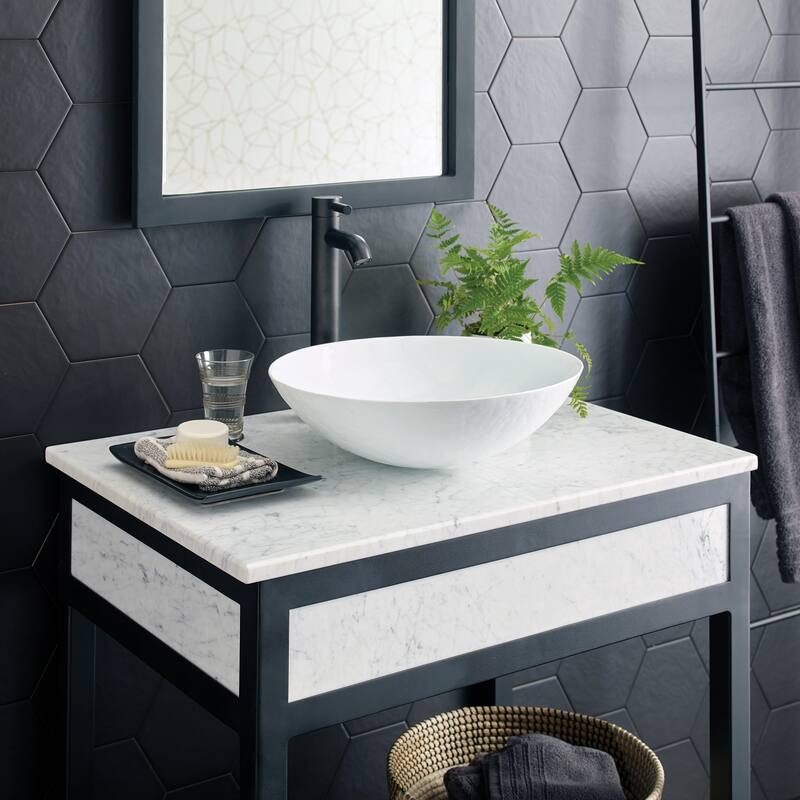 Carrara Marble Vanity Top - Vessel Sink Cutout (Top Only)