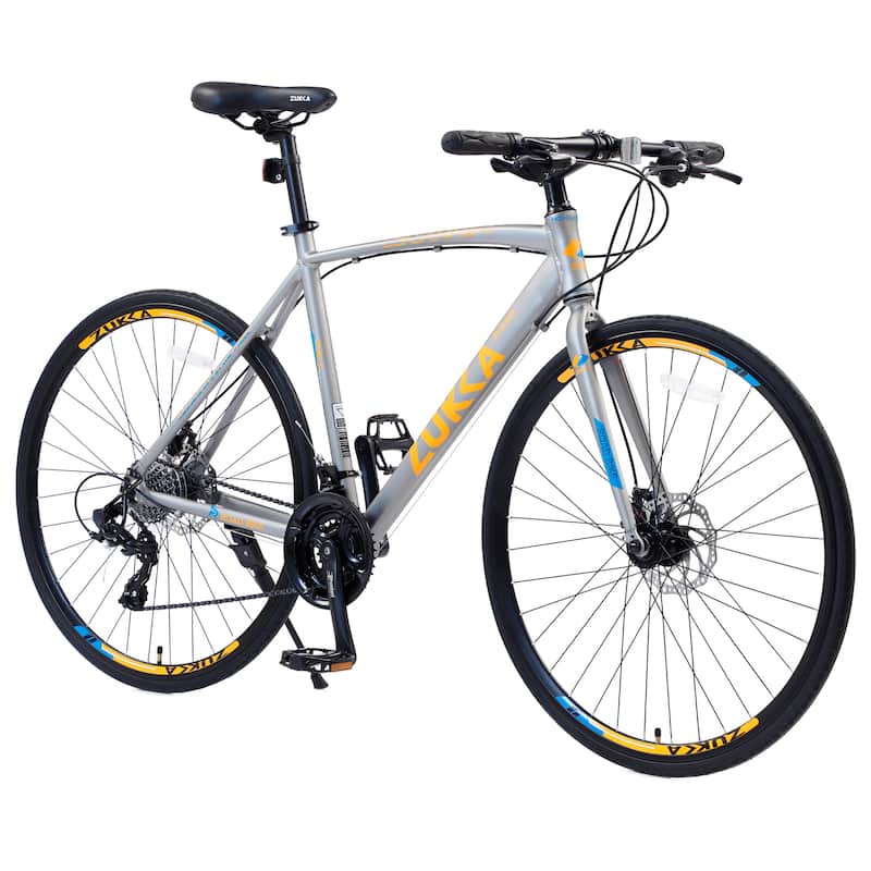 Silver 24 Speed Hybrid Bike Road Bike City Bicycle Unisex Bikes