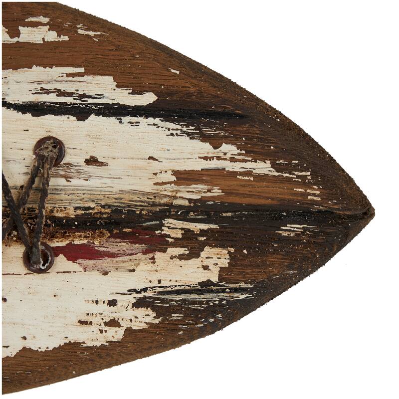 Brown Wood Handmade Distressed 4 Hanger Wall Hook with White Whales and Hanging Rope