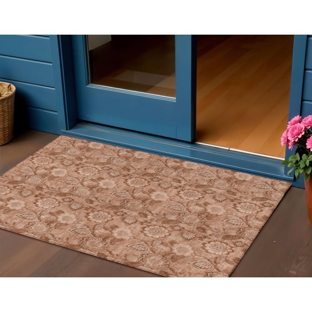 HomeRoots Floral Transitional Rectangle Outdoor Rug