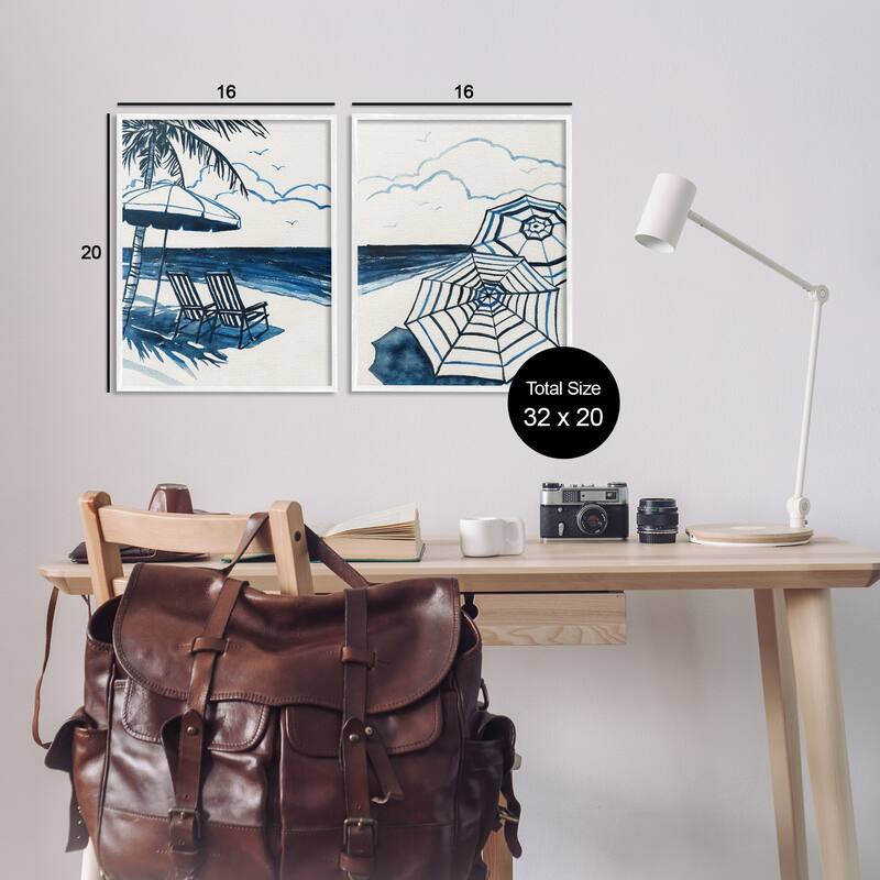 Stupell Tropical Ocean Views Framed Giclee Art Design By Carol Robinson (Set of 2)