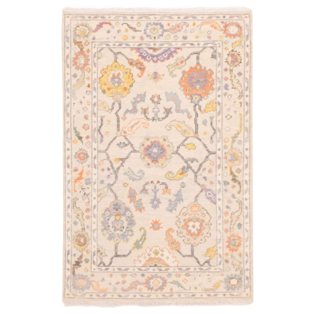ECARPETGALLERY Hand-knotted Modern Oushak Light Khaki Wool Rug - 3'8 x 5'6