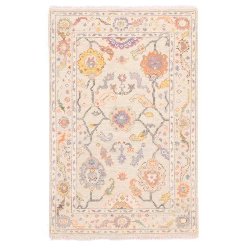 ECARPETGALLERY Hand-knotted Modern Oushak Light Khaki Wool Rug - 3'8 x 5'6