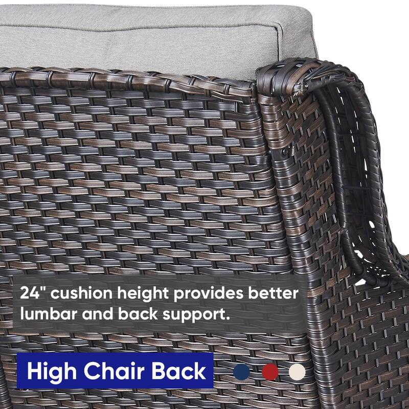 Gymojoy 5-Piece Outdoor Wicker Patio Furniture with Fire Pit Table, Rattan Coversation Set with Water Resistant Thick Cushions