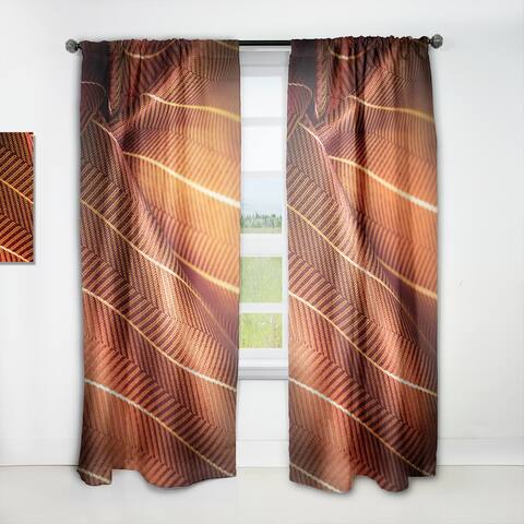 Designart 'Ruby Red Fabric With Gold Line II' Patterned Curtain Panels