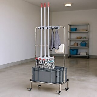 Modern Cleaning Rack Modern Portable Movable Mop Rack Cleaning Tool Cart - Bed Bath & Beyond ...