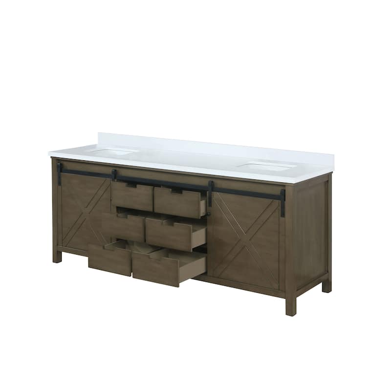 Marsyas 80 in W x 22 in D Brown Double Bath Vanity and Cultured Marble Countertop