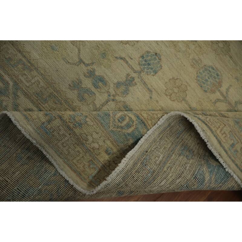 Hand Knotted Oriental 100% Wool Carpet Transitional Floral Beige & Ivories Khotan Area Rug - 12' 1'' X 9' 3''