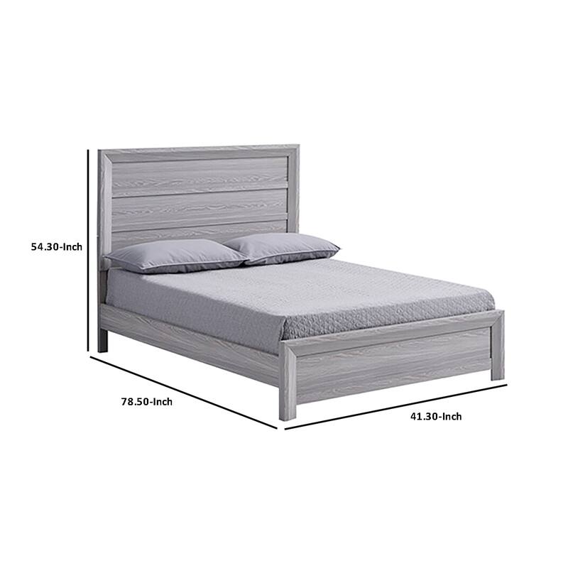 Laide Twin Bed with Channel Tufted Upholstered Headboard, Driftwood Gray