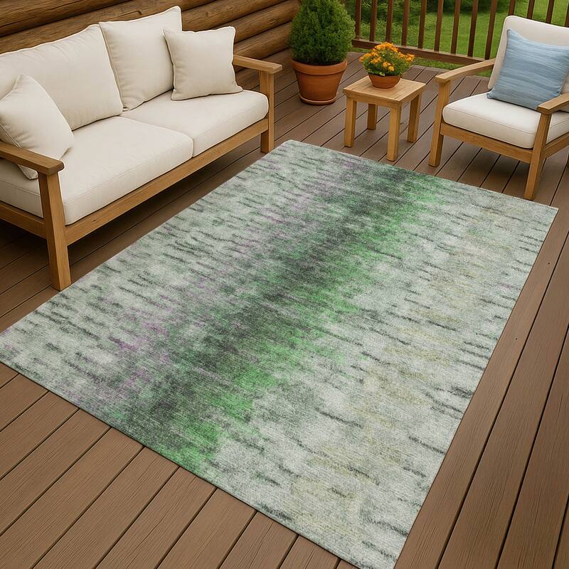 Machine Washable Indoor/ Outdoor Contemporary Ombre Chantille Rug