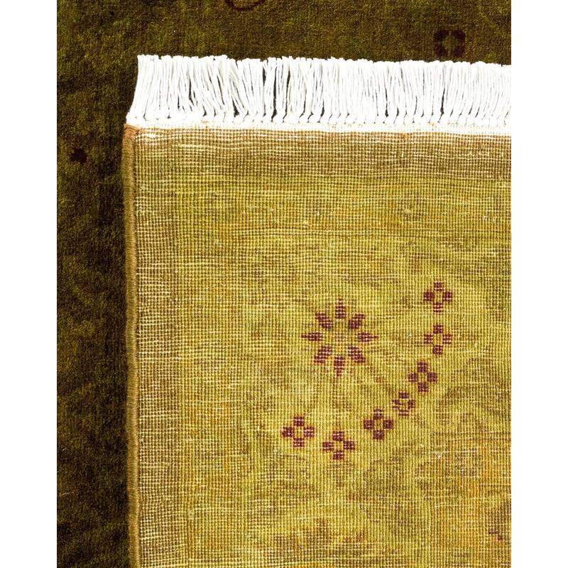 Overton Hand Knotted Wool Vintage Inspired Modern Contemporary Overdyed Brown Runner Rug - 3' 0" x 10' 8"