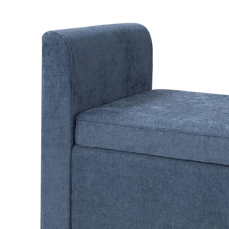 Franco Modern Upholstered Storage Bench with Two Throw Pillows and Thick Padded Cushion