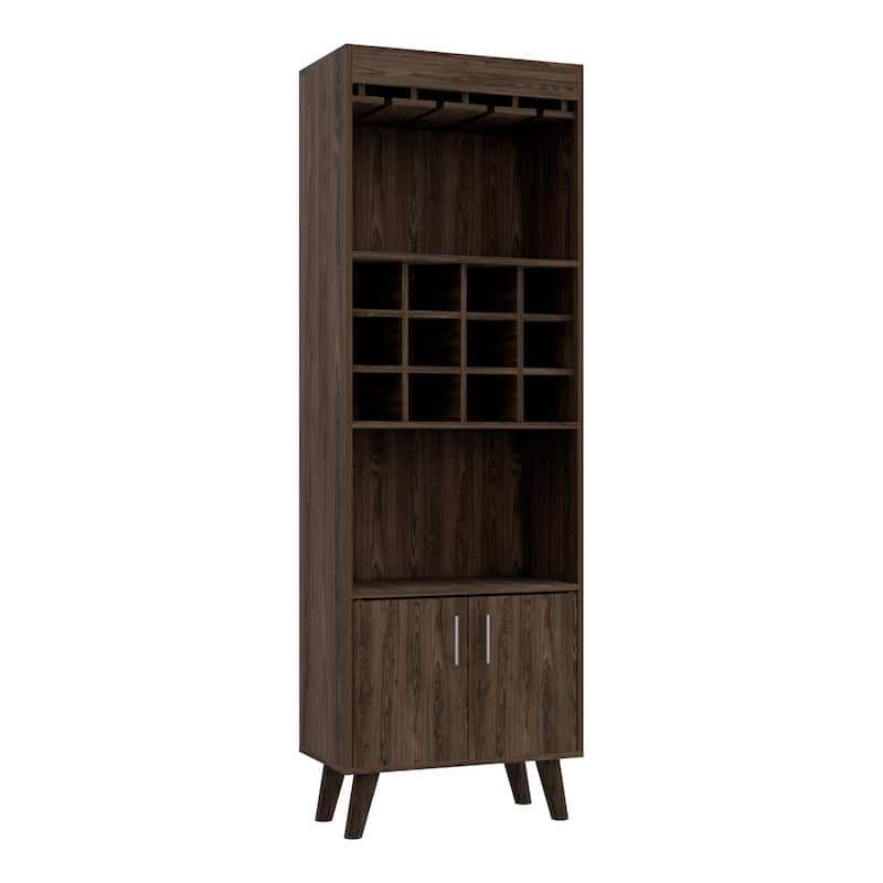 Double Door Bar Cabinet with 12 Built-in Wine Rack and 2 Shelves