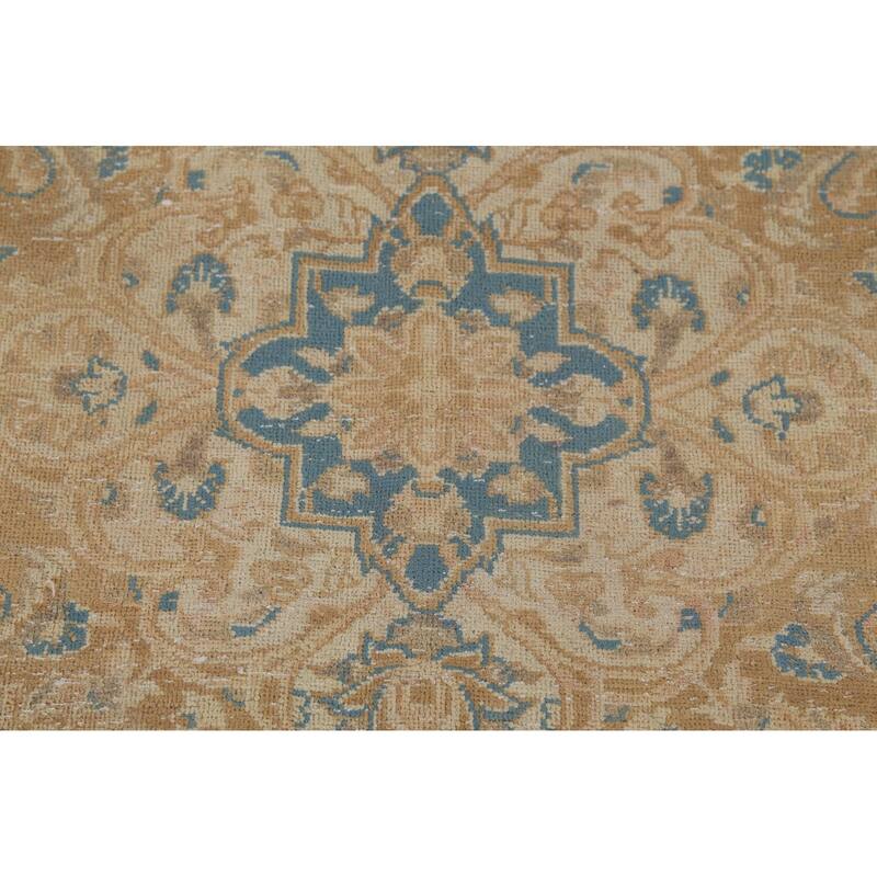 Traditional Mashad Persian Vintage Area Rug Handmade Wool Carpet - 9'7"x 13'3"