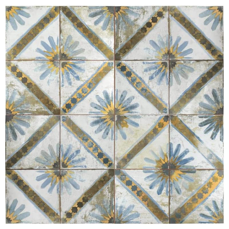Merola Tile Kings Marrakech Blue 17-5/8" x 17-5/8" Ceramic Floor and Wall Tile
