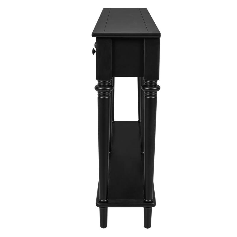 Entryway Table With 4 Drawers, Retro Console Table With Open Shelf For Entryways, Living Rooms,And Hallways