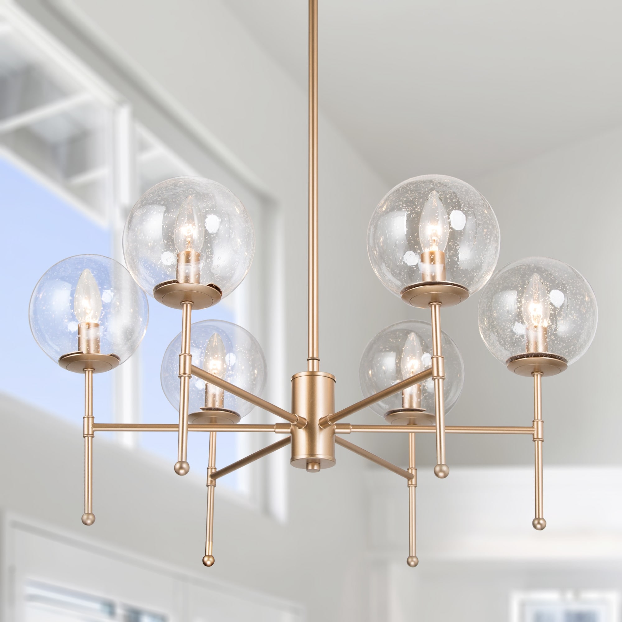 Koini Mid-century Modern 6-light Orb Glass Chandelier Wheel