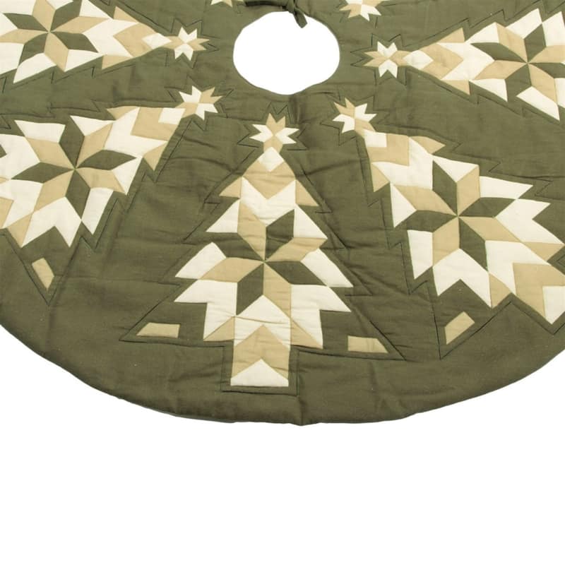 Patchwork Tree & Star Christmas Tree Skirt 48"D