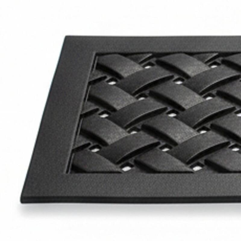 HomeRoots Set Of Six Black Lattice Outdoor Rubber Stair Treads - 9.00' X '30.00