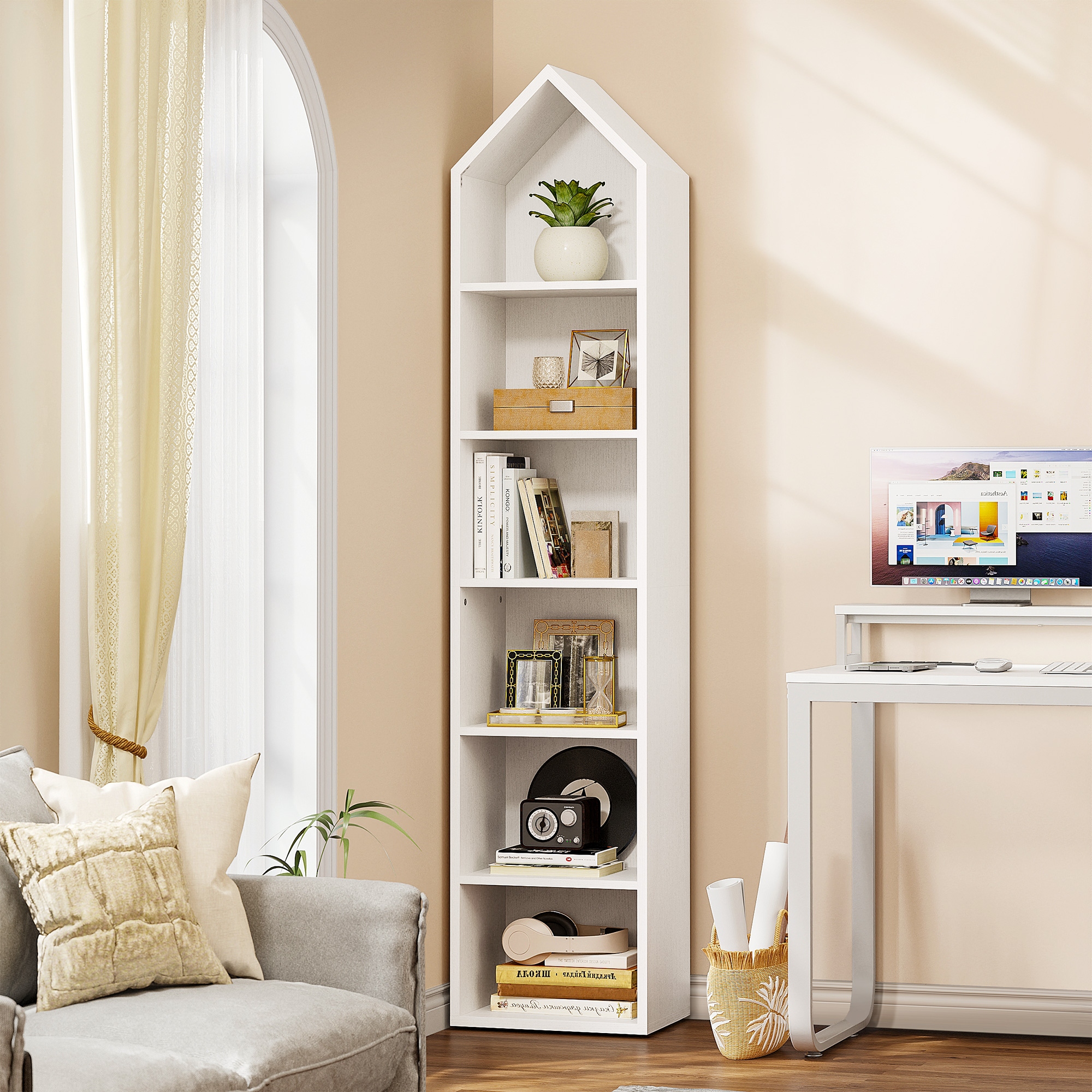 White outlet display bookcase
