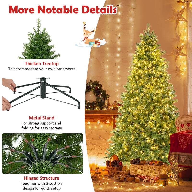 Gymax Pre-Lit 6' Artificial PVC Christmas Tree Hinged 560 LED Lights