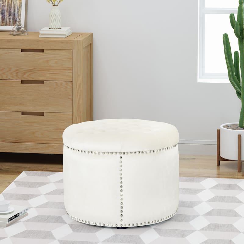 Anmytek Velvet Round Ottoman Plush Footrest Seat Home Decor
