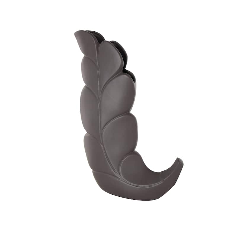 Ceramic Leaf Slanted Decorative Vase - Black or White - Roche River Decor