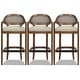 preview thumbnail 1 of 4, Americana Modern Cane Back Bar Stool - Counter or Bar Height - 26 or 30 Inch - Solid Oak Wood Frame - No Assembly Required Set of 3 - Taupe Beige Textured Weave - Bar Height